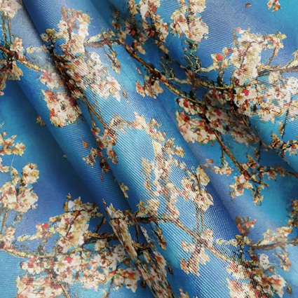 Obra de arte de almendros en flor impresa en tela